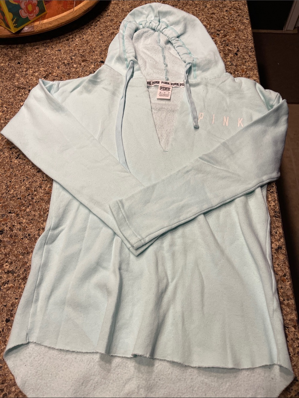 Celebrity Pink Light Blue Hooded Tunic Sweatshirt